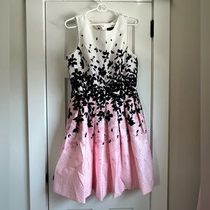 Tahari white pink black floral dress